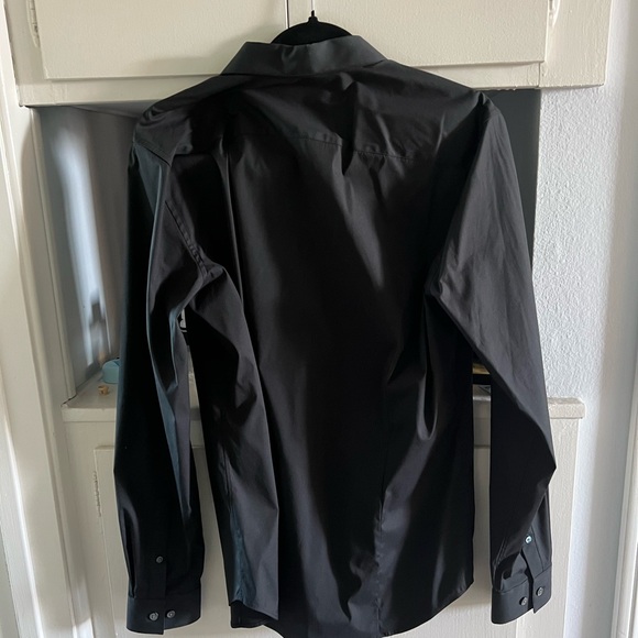 Theory sylvain precise 2 black tailored stretch cotton button up shirt - Picture 3 of 3